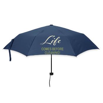 Life Comes Before Cleaning Typography Quote - Regenschirm (klein) - Navy - Vorne