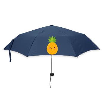 Kawaii Pineapple – Sweet Fruit with Face - Umbrella (small) - navy - Front