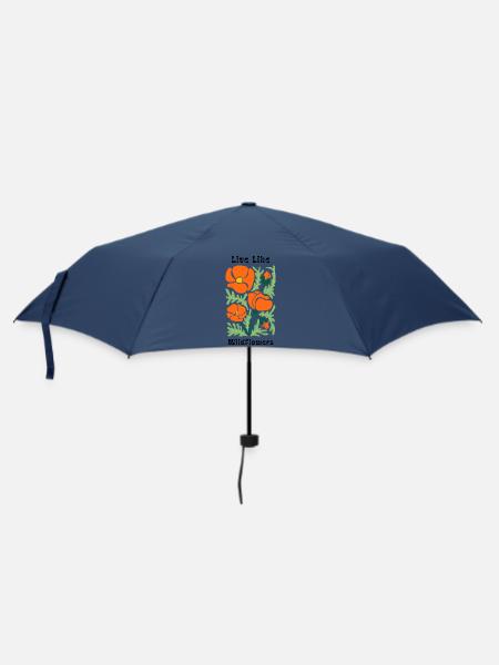 Live like wildflowers Mohnblumen Muster - Regenschirm (klein) - Navy