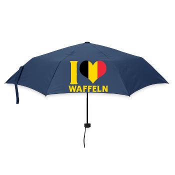 J’adore les gaufres Drapeau de la Belgique Décor alimentaire - Parapluie standard - marine - Devant