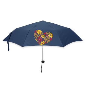 Grand coeur, flowerpower, coloré - Parapluie standard - marine - Devant
