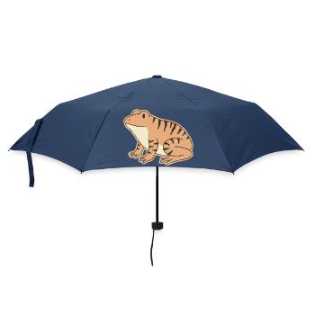 Orangefarbene Kröte mit Retro-Streifen, getigerten Streifen - Regenschirm (klein) - Navy - Vorne