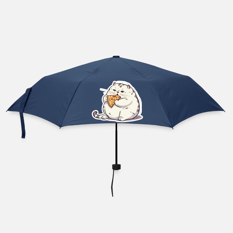 Dicke runde Katze hat nur an Pizza interesse - Regenschirm (klein) - Navy