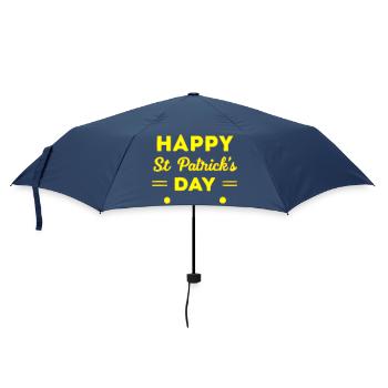 St. Patrick's Day Neongelber Happy Day - Regenschirm (klein) - Navy - Vorne