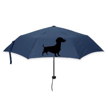 Dachshund Hunde Silhouette Geschenk Dackelbesitzer - Regenschirm (klein) - Navy - Vorne