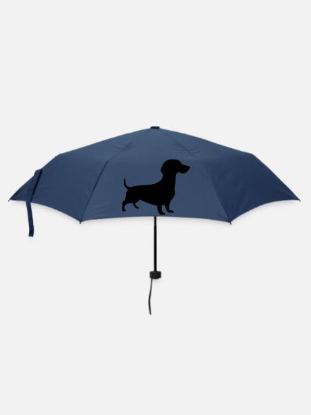 Dachshund Hunde Silhouette Geschenk Dackelbesitzer - Regenschirm (klein) - Navy