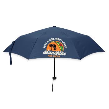 Fille qui aime le soleil et les tacos rétro - Parapluie standard - marine - Devant