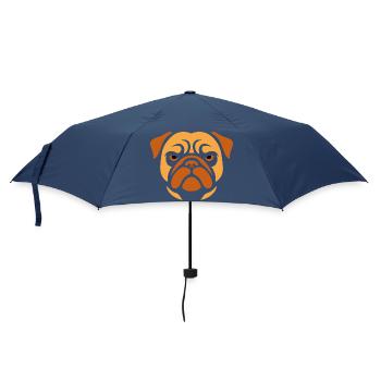 Mops , Hundekopf - Regenschirm (klein) - Navy - Vorne