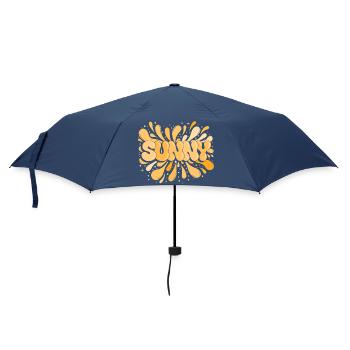 Sunny Orange Explosion Typographic Splash - Umbrella (small) - navy - Front