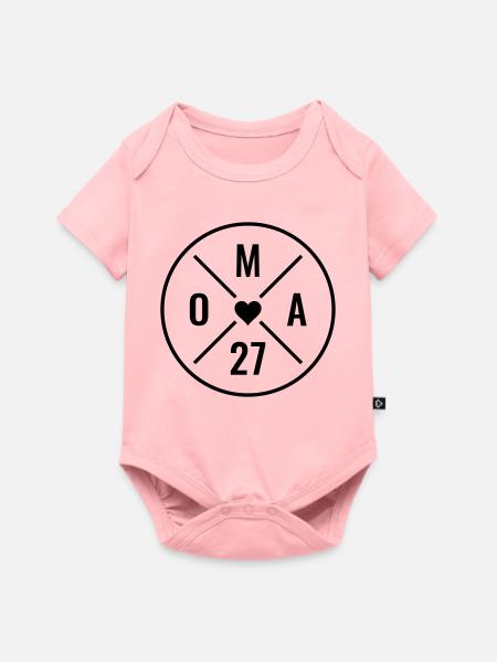 Oma 2027 Baby Ankündigung Enkelkind Enkel Oma 27 - Baby Premium Kurzarmbody - Rosa