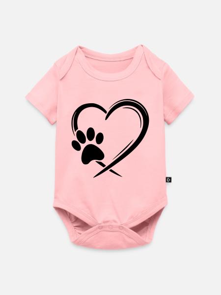 Pfote Herz - Baby Premium Kurzarmbody - Rosa