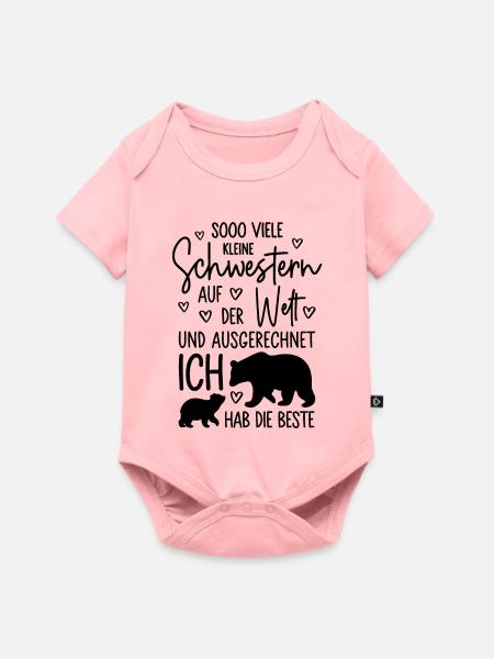 Mädchen Schwestern Bären Beste kleine Schwester - Baby Premium Kurzarmbody - Rosa