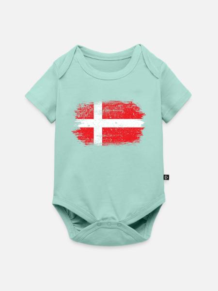 Pinselstrich Dänische Flagge - Baby Premium Kurzarmbody - Mint 