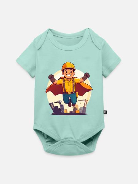 Bauhelden Superheld Bauarbeiter Held der Baustelle - Baby Premium Kurzarmbody - Mint 