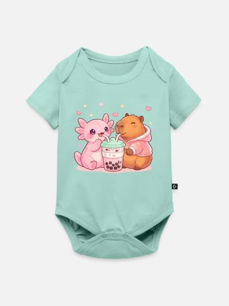 Axolotl, Capybara, Kawaii - Baby Premium Kurzarmbody - Mint