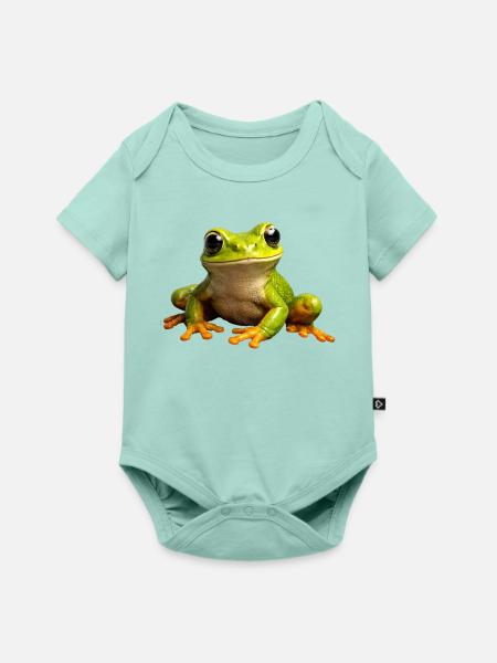 Froschgrüner PopArt Frosch - Baby Premium Kurzarmbody - Mint
