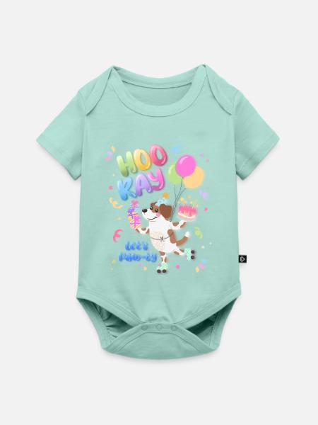 Hurra Hund Party Design - Baby Premium Kurzarmbody - Mint 