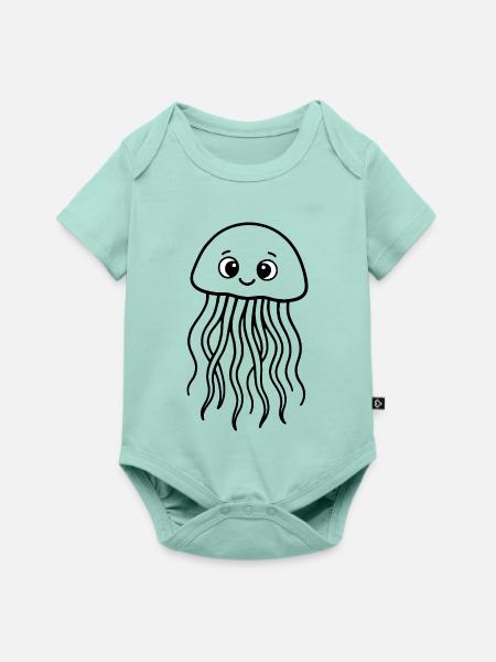 Qualle Meerstier süß - Baby Premium Kurzarmbody - Mint