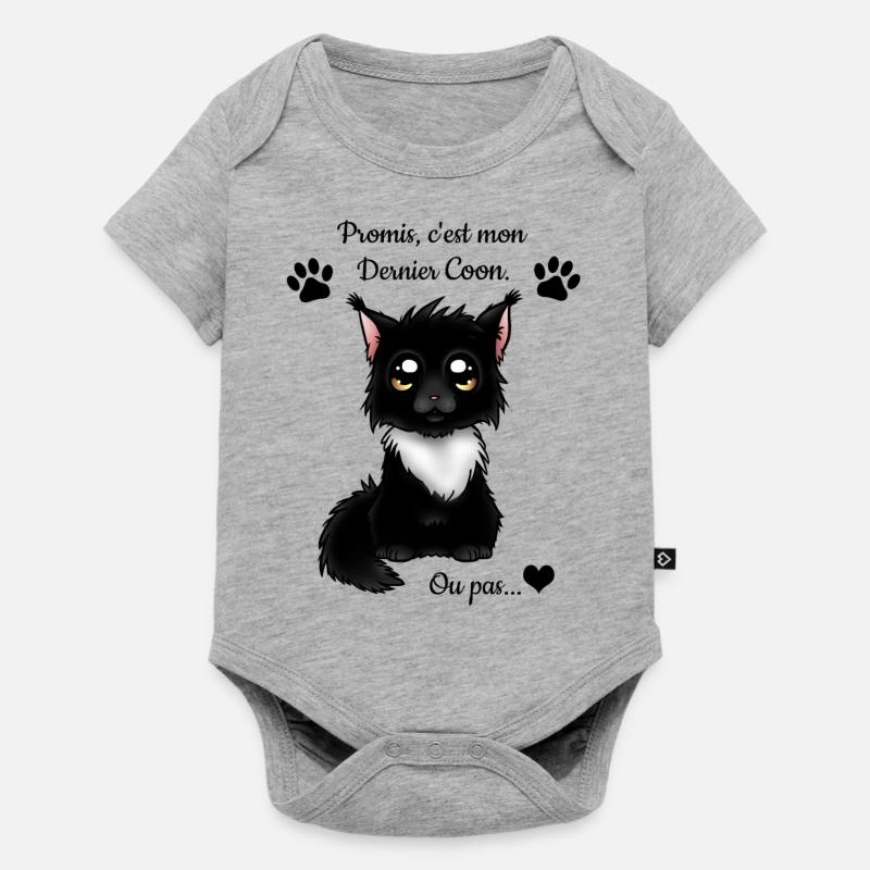 Maine Coon - Black & White - Body à manches courtes Premium Bébé - gris chiné