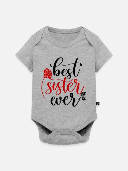 best sister ever, Rose - Baby Premium Kurzarmbody - Grau meliert