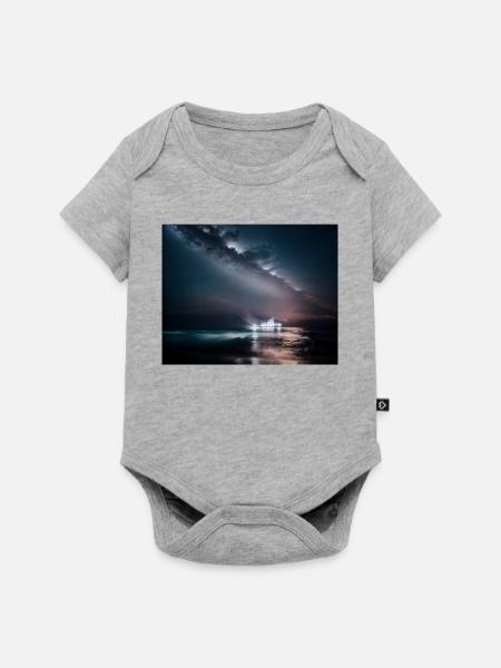 Shiff bei Nacht - Baby Premium Kurzarmbody - Grau meliert