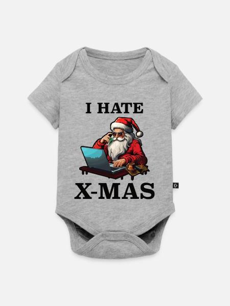 Tech-Weihnachtsmann hasst Weihnachten - Baby Premium Kurzarmbody - Grau meliert