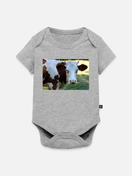 Kuh Poster - Baby Premium Kurzarmbody - Grau meliert