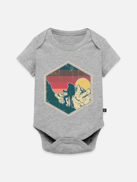 Sunset Summit Climber Hex-Abzeichen - Baby Premium Kurzarmbody - Grau meliert