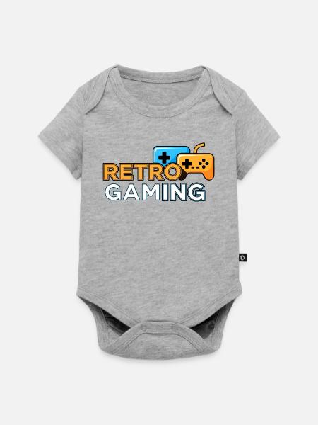 Retro Gaming - Baby Premium Kurzarmbody - Grau meliert