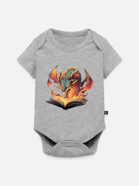 Drachenbuch Transformationsfeuer-Design - Baby Premium Kurzarmbody - Grau meliert