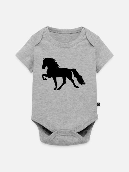 Tölter Islandpferd - Baby Premium Kurzarmbody - Grau meliert