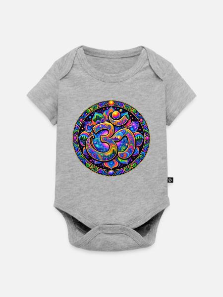 Om-Mandala - Baby Premium Kurzarmbody - Grau meliert
