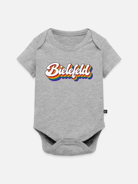 Bielefeld - Regenbogen Schrift - Deutschalnd - Baby Premium Kurzarmbody - Grau meliert