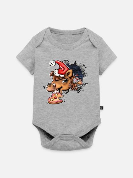 Bjarki und Dot - Lebkuchen - Baby Premium Kurzarmbody - Grau meliert