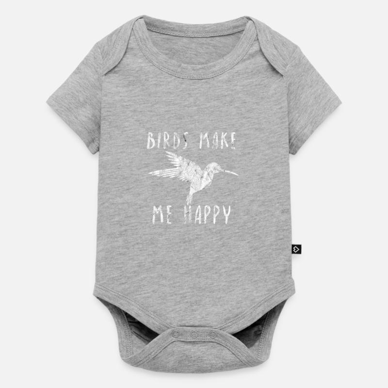 Birds make me happy Vogel Liebe Geschenk Idee - Baby Premium Kurzarmbody - Grau meliert