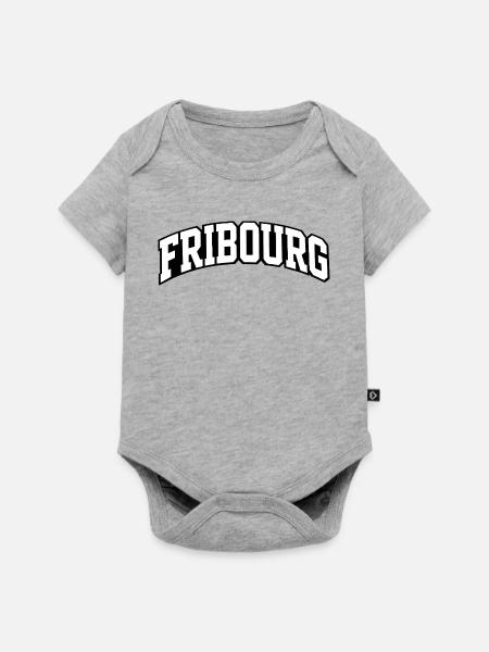 Fribourg Arch Schriftzug - Baby Premium Kurzarmbody - Grau meliert