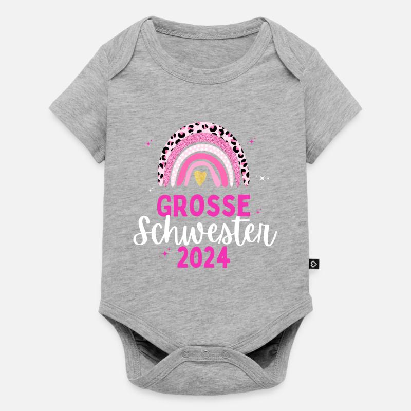 Ich werde Große Schwester 2024 Loading Regenbogen - Baby Premium Kurzarmbody - Grau meliert