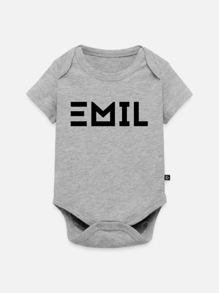 Vorname Emil - Baby Premium Kurzarmbody - Grau meliert