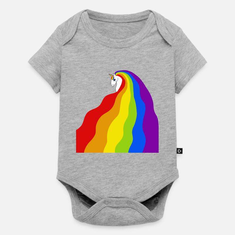 Regenbogen-Einhorn - Baby Premium Kurzarmbody - Grau meliert