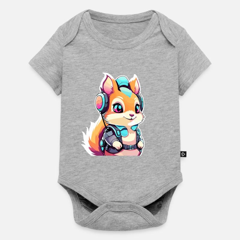 Illustration d’écureuil - Body à manches courtes Premium Bébé - gris chiné