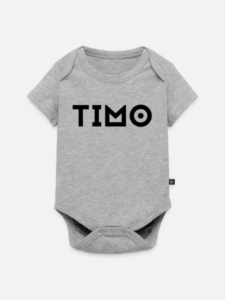 Vorname Timo - Baby Premium Kurzarmbody - Grau meliert