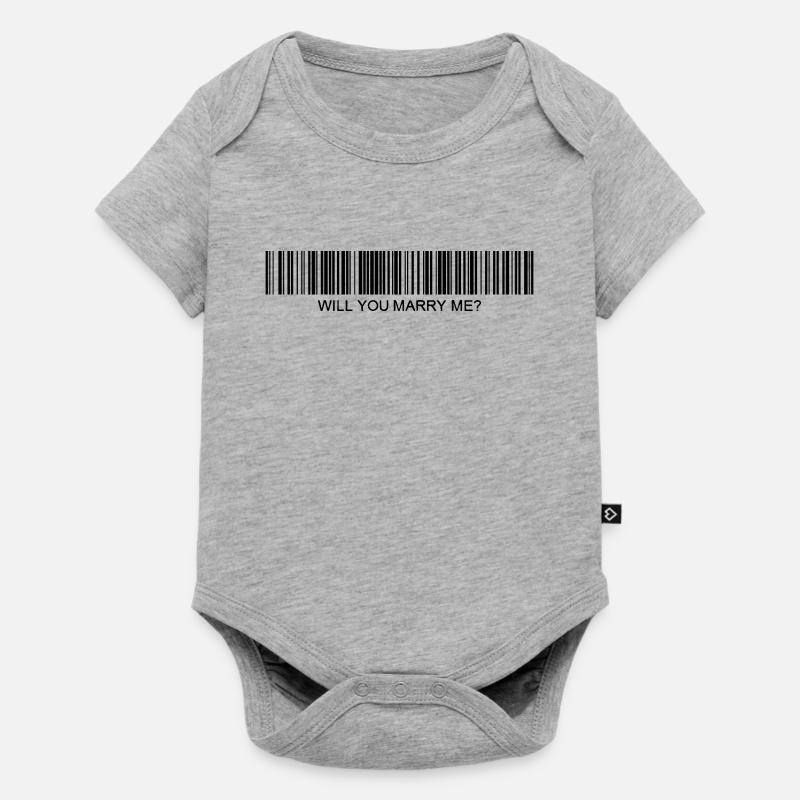 Veux-tu m’épouser Code-barres - Body à manches courtes Premium Bébé - gris chiné