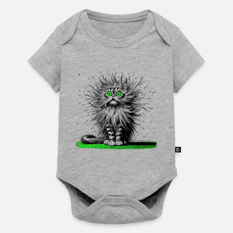 Chat, Bande Dessinée, Drôle, Drôle - Body à manches courtes Premium Bébé - gris chiné