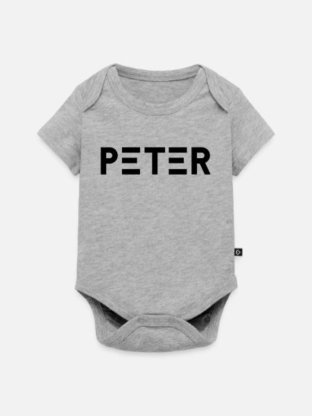 Vorname Peter - Baby Premium Kurzarmbody - Grau meliert