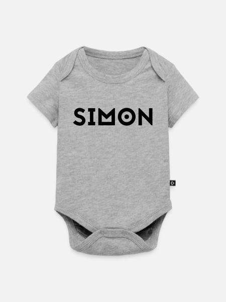Vorname Simon - Baby Premium Kurzarmbody - Grau meliert