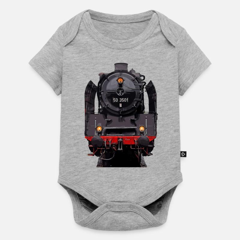 Dampflok 50 3501 - Baby Premium Kurzarmbody - Grau meliert