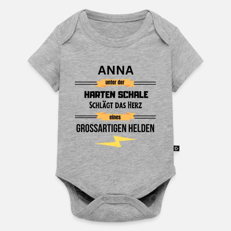 Anna unter harte Schale eines Großartigen Helden - Baby Premium Kurzarmbody - Grau meliert