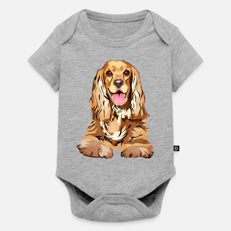 Cocker Spaniel - Baby Premium Kurzarmbody - Grau meliert