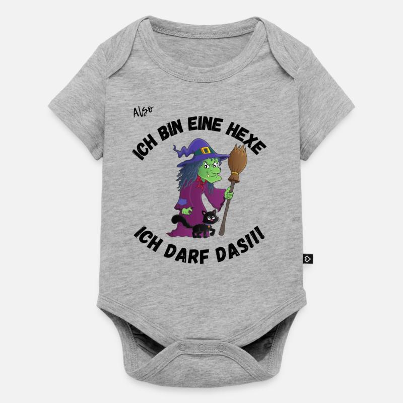 Ich bin eine Hexe ich darf das! - Baby Premium Kurzarmbody - Grau meliert