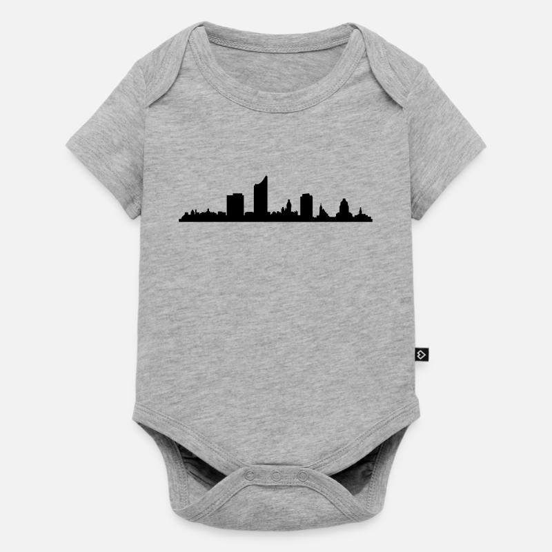 Skyline Leipzig - Baby Premium Kurzarmbody - Grau meliert